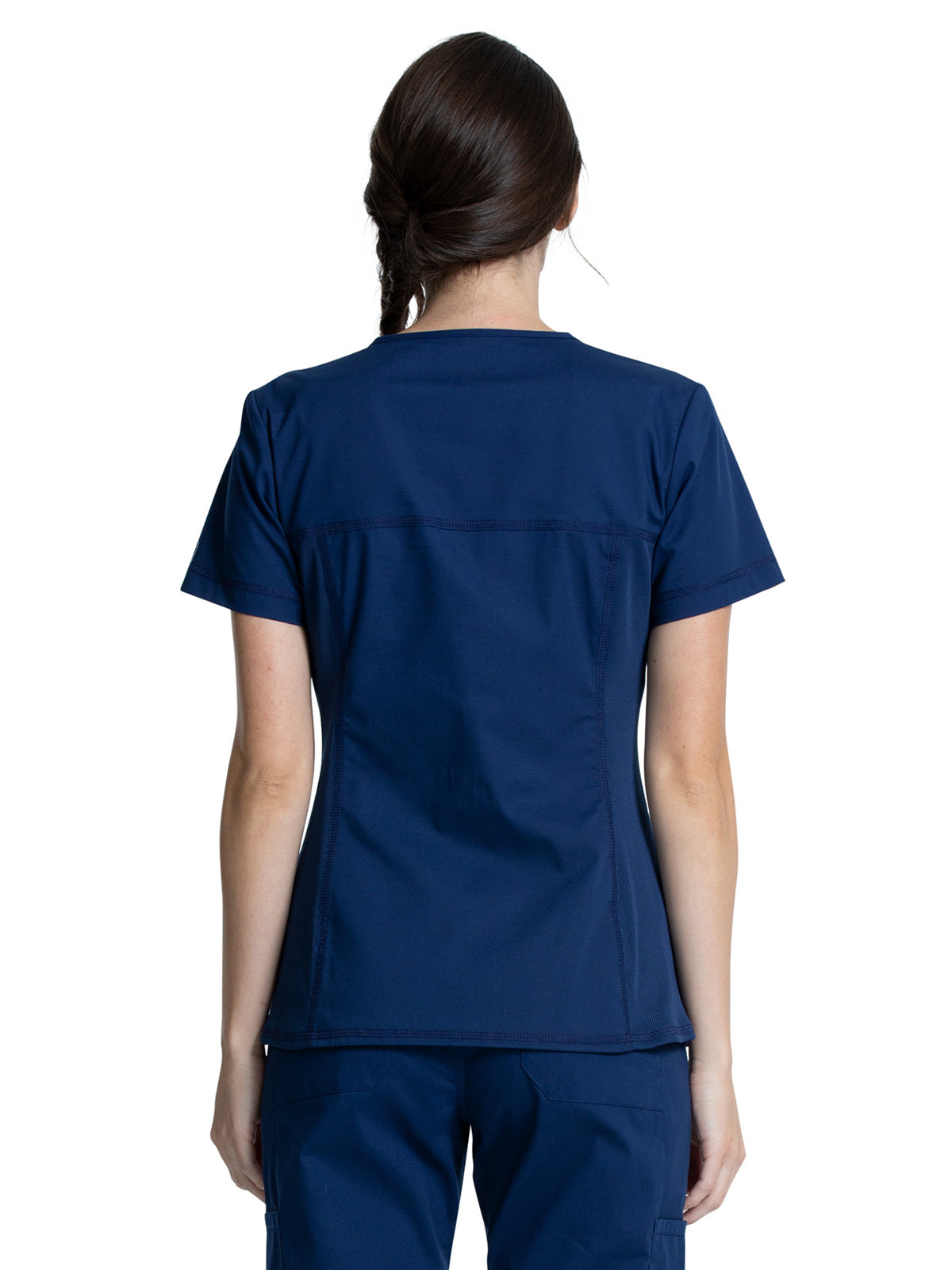 Women's 2-Pocket Knit Panel V-Neck Scrub Top