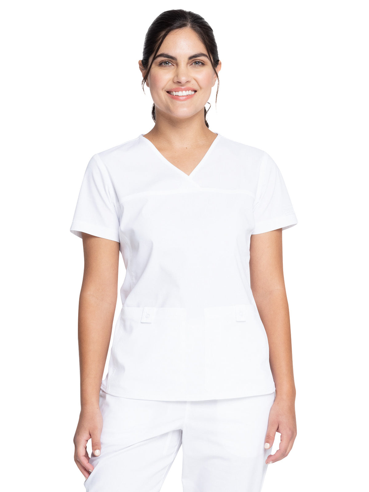 Women's 2-Pocket Knit Panel V-Neck Scrub Top