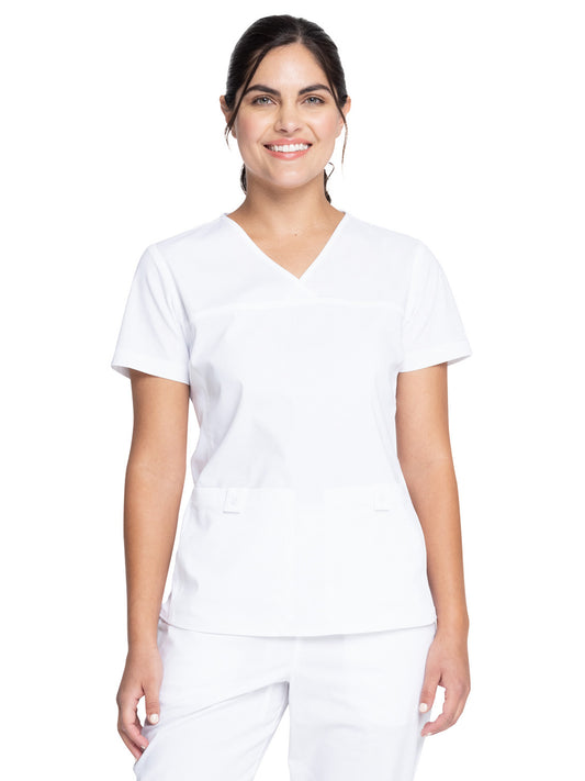 Women's 2-Pocket Knit Panel V-Neck Scrub Top