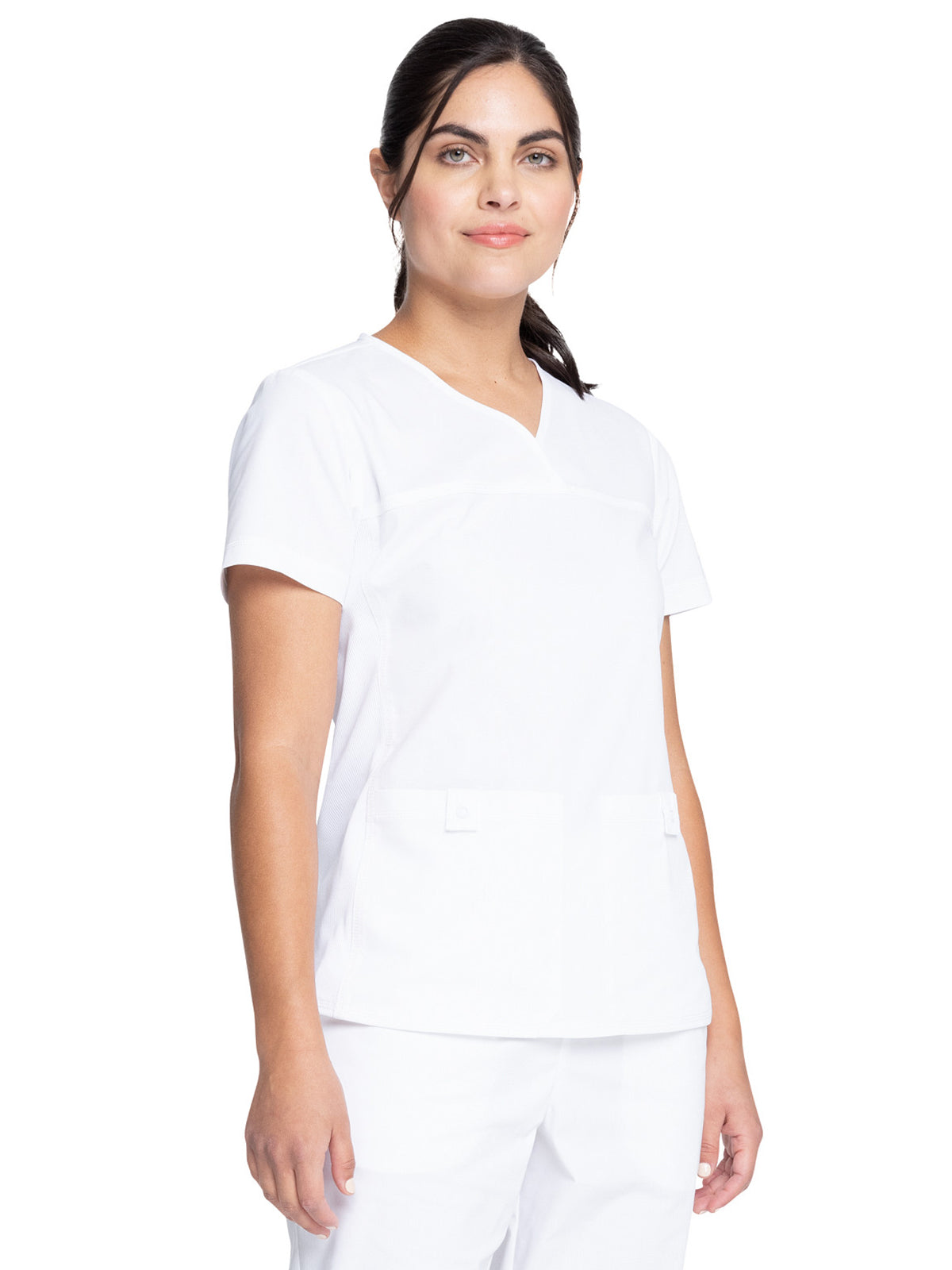 Women's 2-Pocket Knit Panel V-Neck Scrub Top