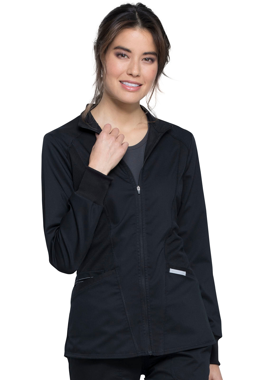 Women's 2-Pocket Zip Front Jacket - WW301 - Black