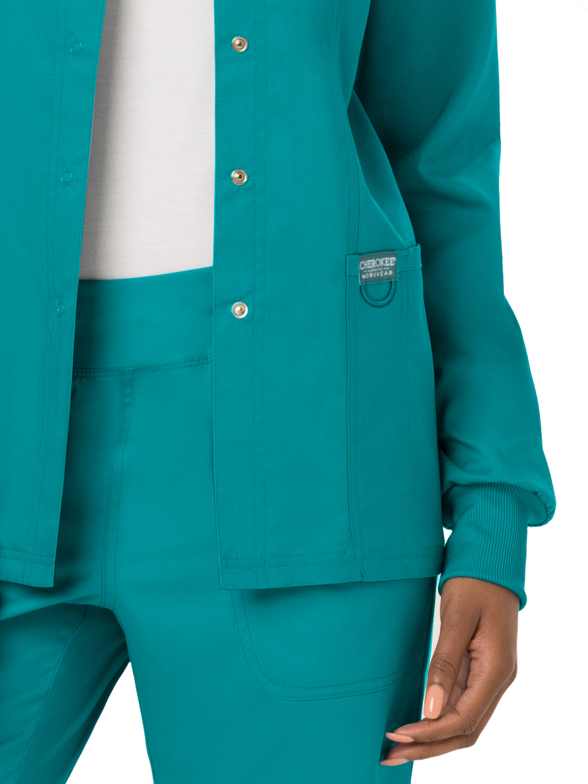 Women's 3-Pocket Snap Front Scrub Jacket