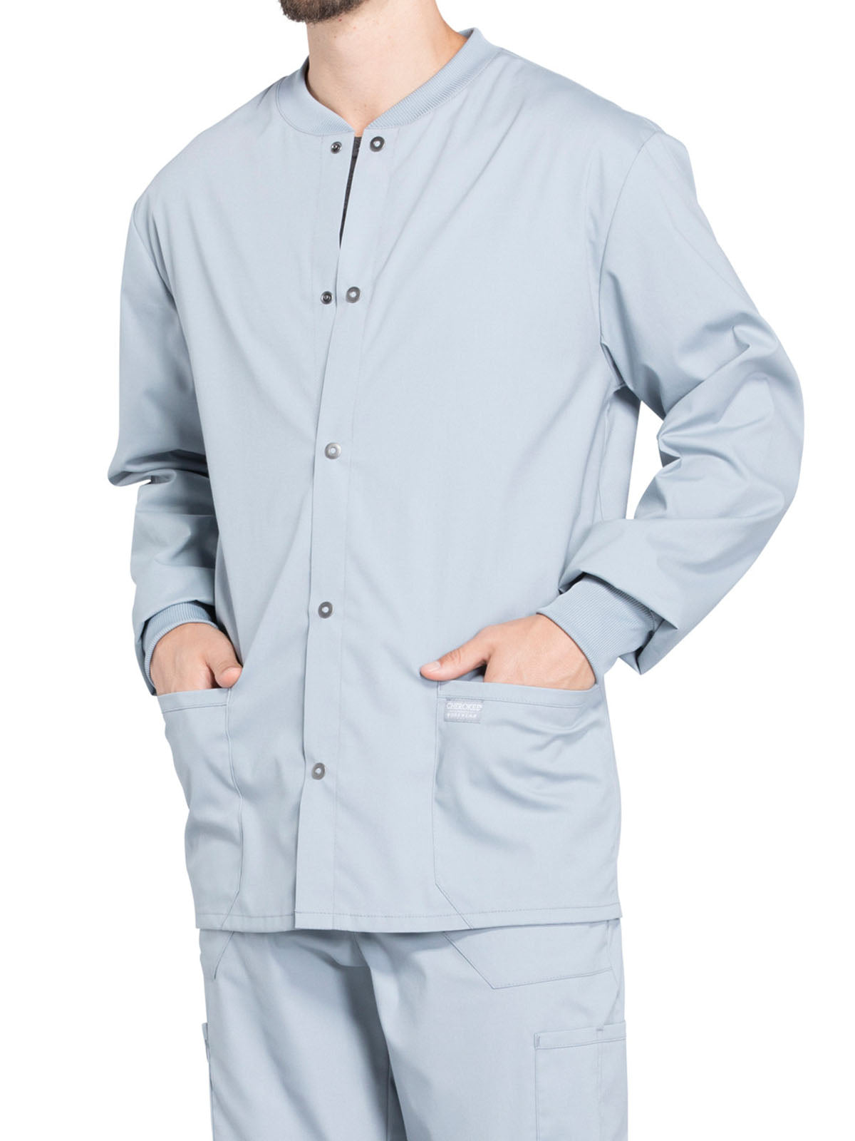 Men's 2-Pocket Snap Front Scrub Jacket