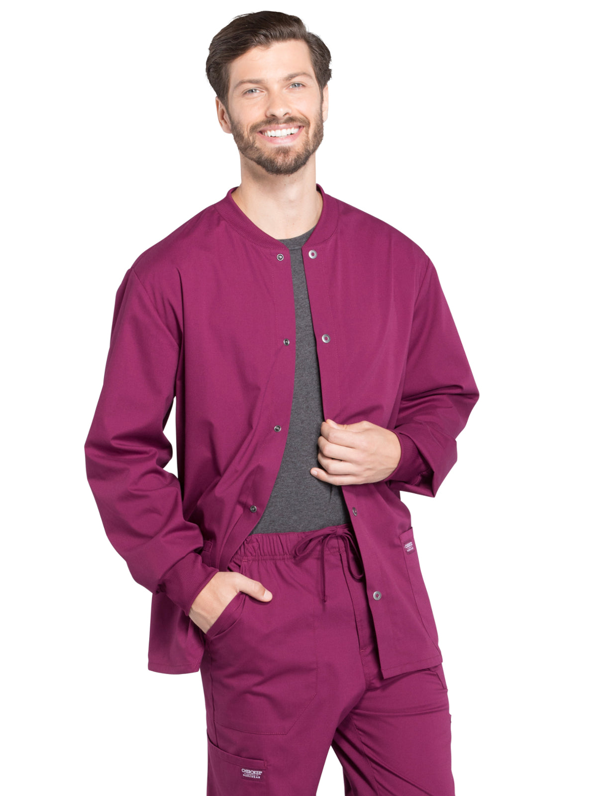 Men's 2-Pocket Snap Front Scrub Jacket