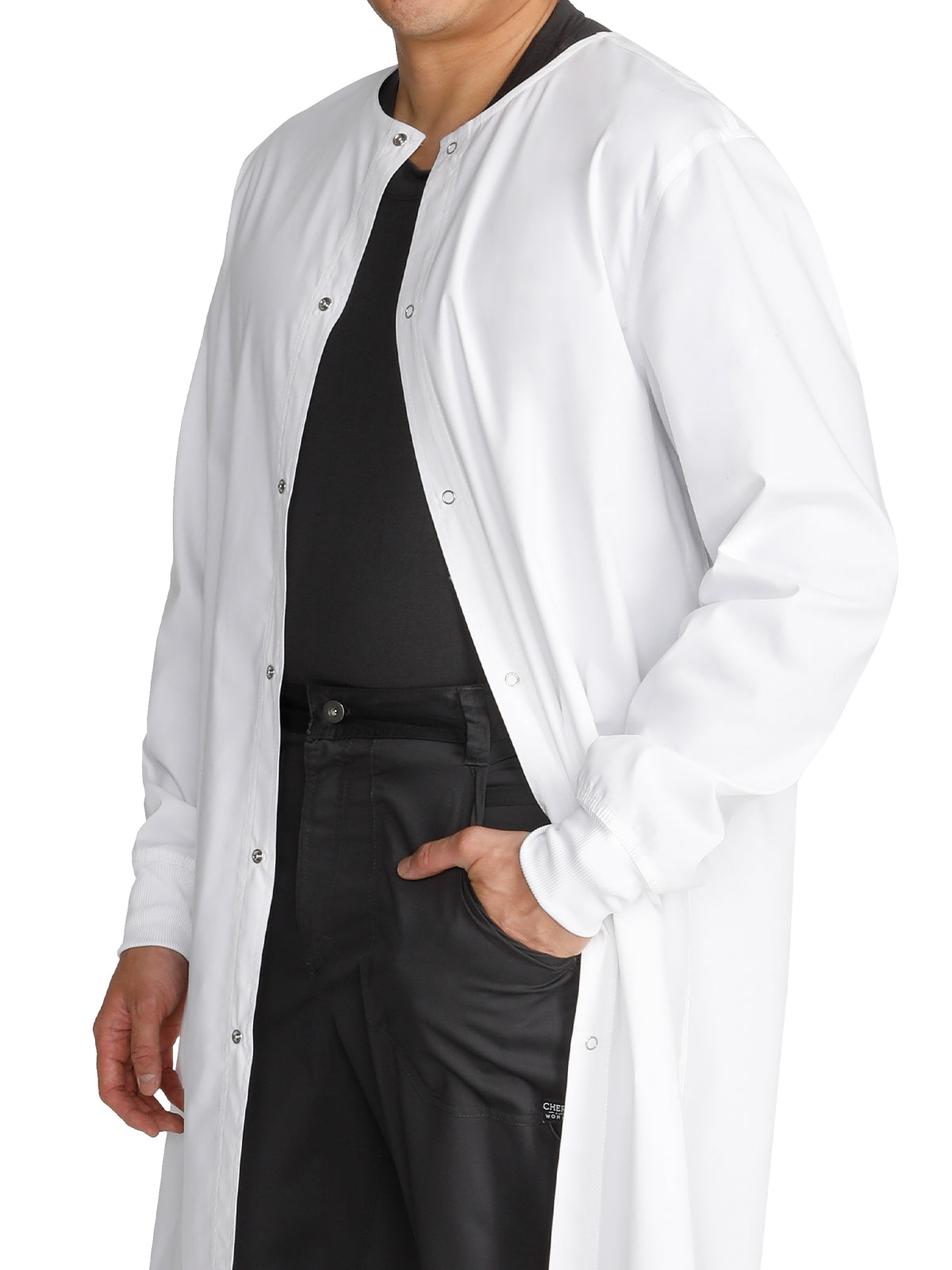 Unisex Pocketless 40" Full-Length Snap Front Lab Coat