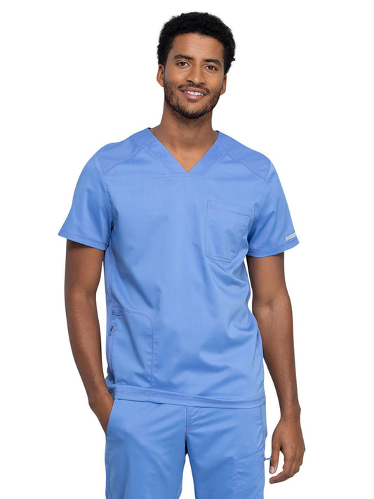Men's 2-Pocket V-Neck Top - WW603 - Ciel Blue