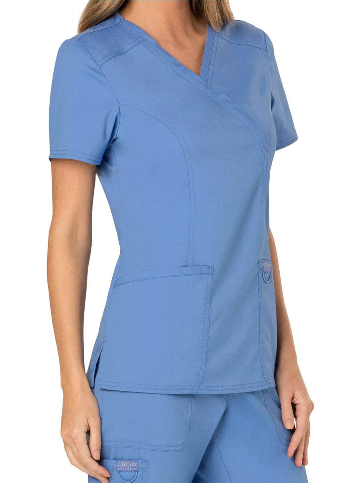 Women's 2-Pocket Mock Wrap Scrub Top