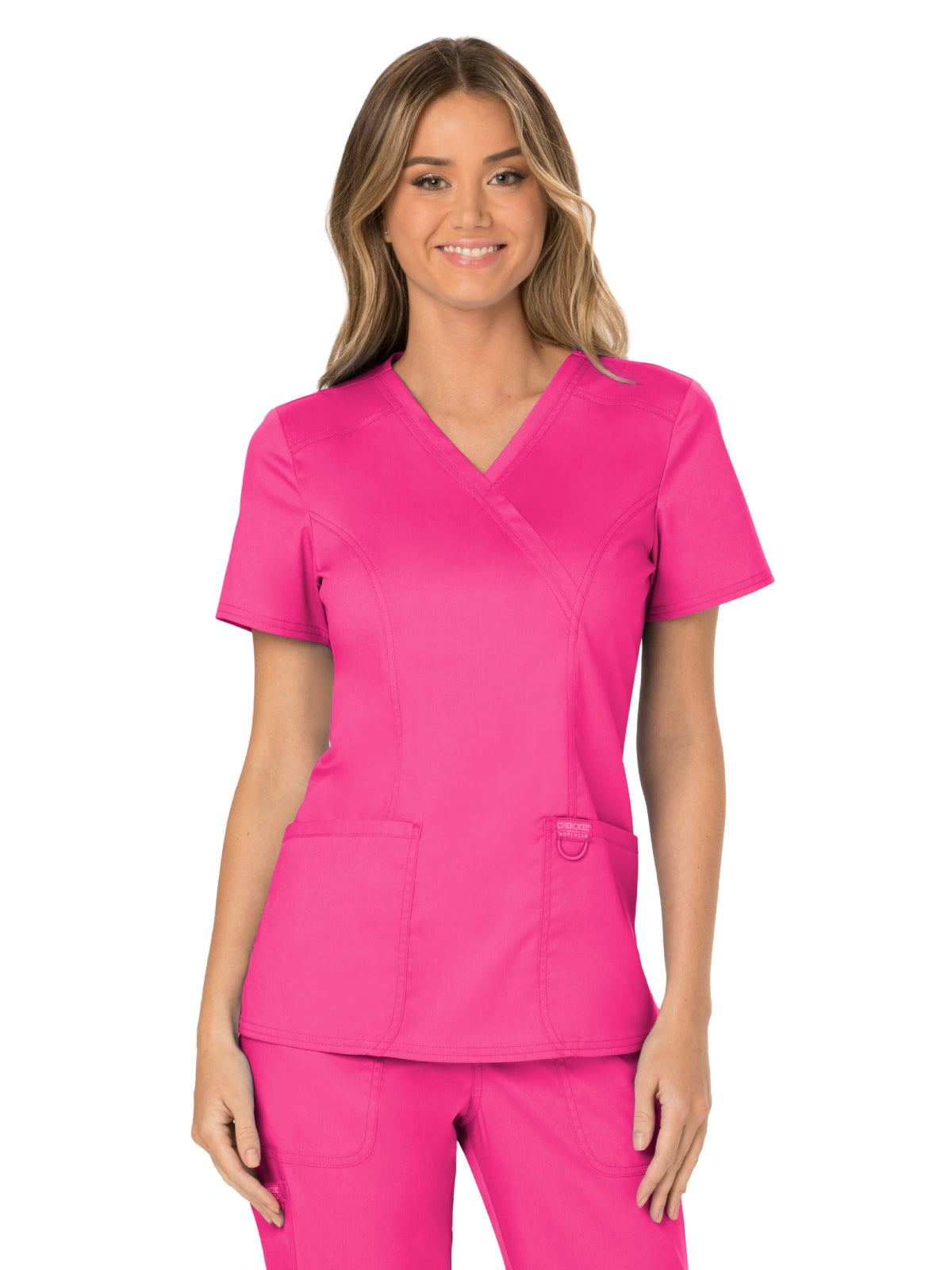 Women's 2-Pocket Mock Wrap Scrub Top