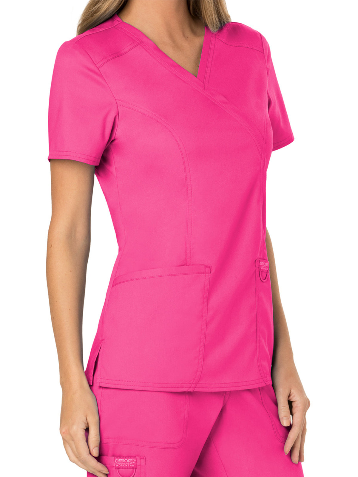 Women's 2-Pocket Mock Wrap Scrub Top