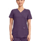 Women's 2-Pocket Mock Wrap Top - WW610 - Eggplant