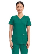 Women's 2-Pocket Mock Wrap Top - WW610 - Hunter Green