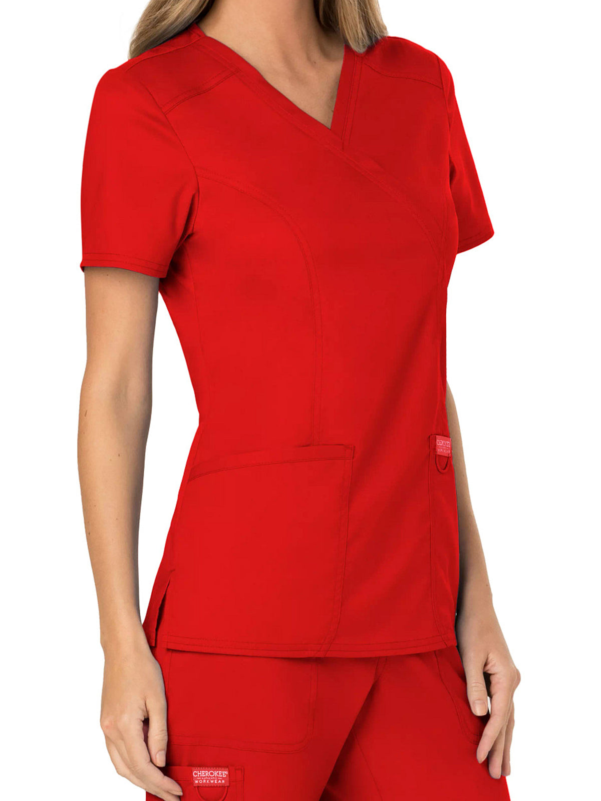 Women's 2-Pocket Mock Wrap Scrub Top