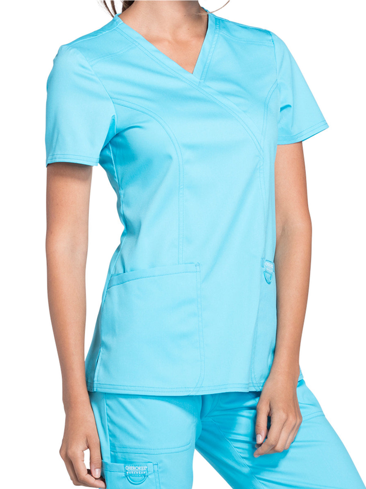 Women's 2-Pocket Mock Wrap Scrub Top