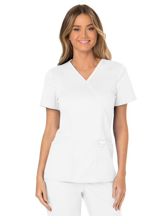 Women's 2-Pocket Mock Wrap Scrub Top