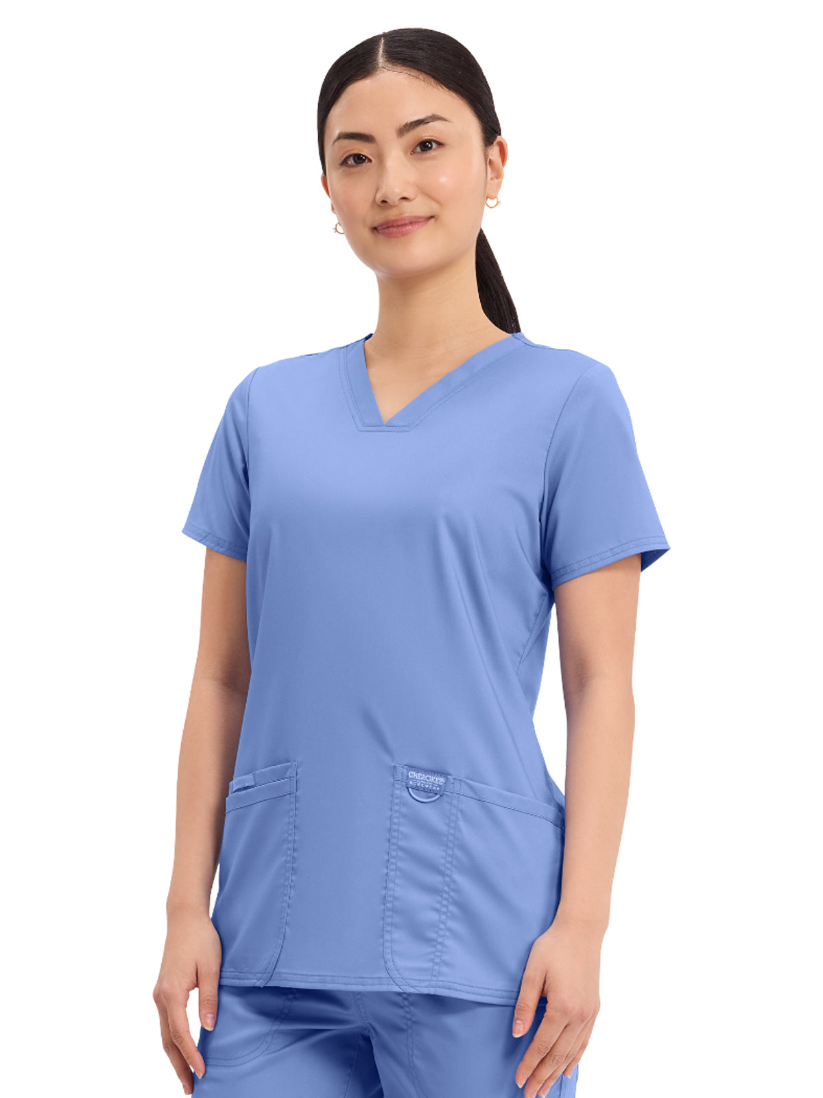 Women's 3-Pocket V-Neck Top - WW620 - Ciel