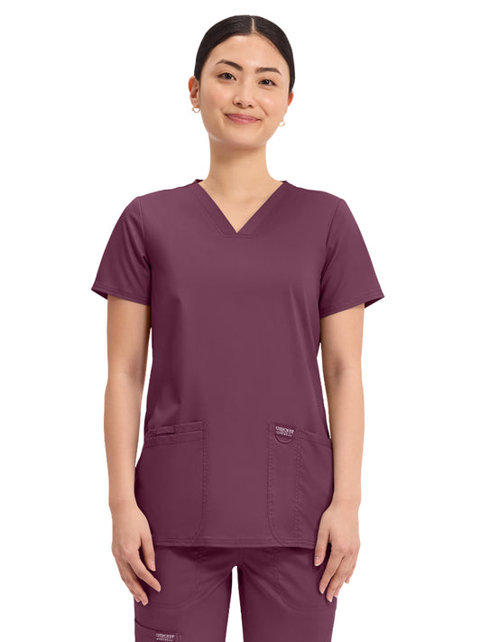 Women's 3-Pocket V-Neck Top - WW620 - Wine