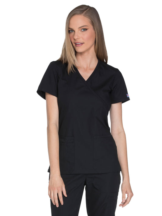 Women's 2-Pocket Mock Wrap Scrub Top