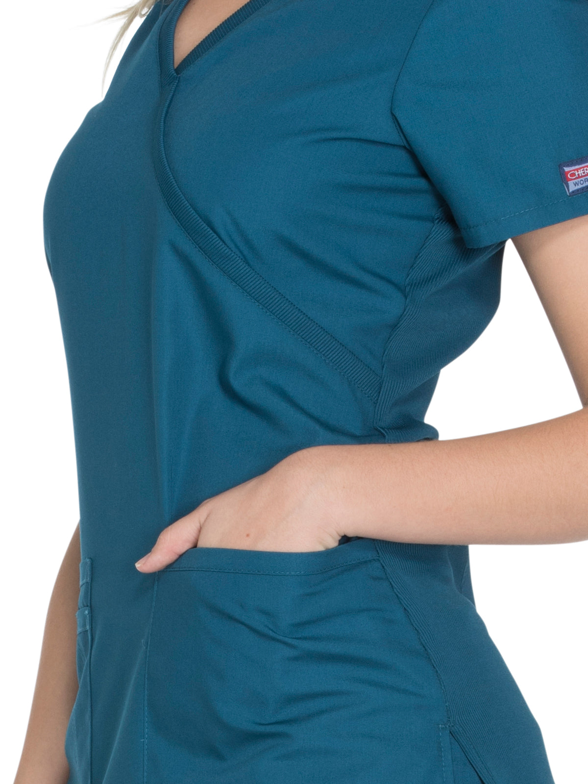 Women's 2-Pocket Mock Wrap Scrub Top