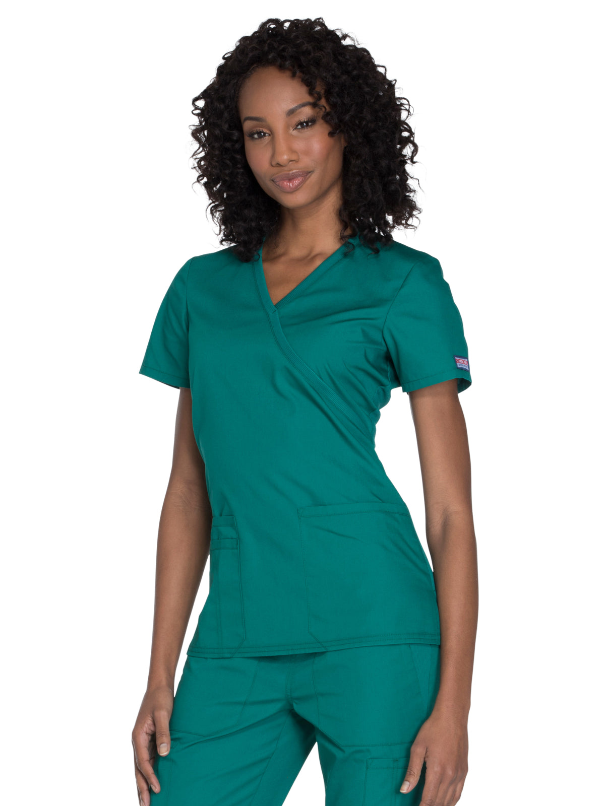 Women's 2-Pocket Mock Wrap Scrub Top