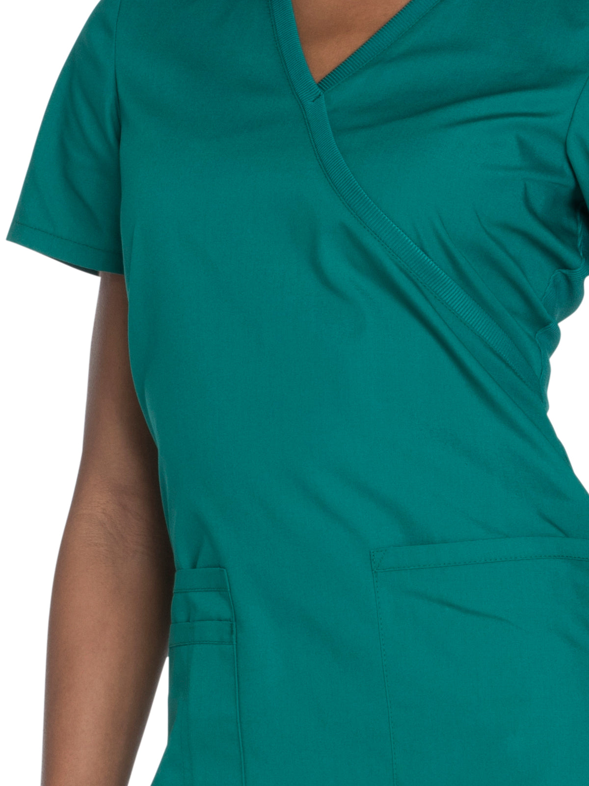 Women's 2-Pocket Mock Wrap Scrub Top