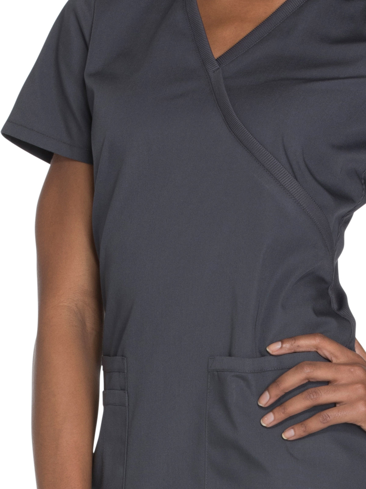 Women's 2-Pocket Mock Wrap Scrub Top