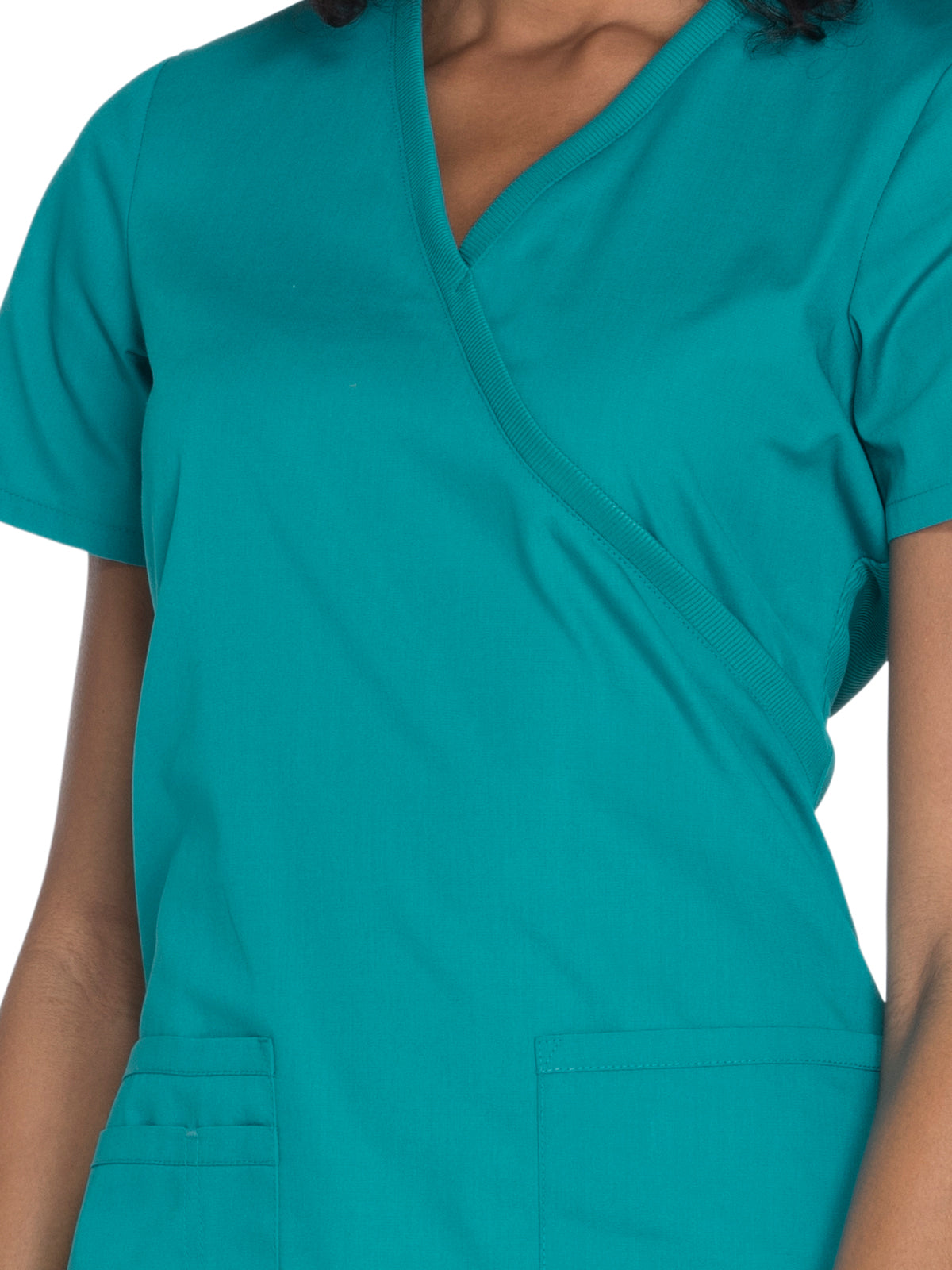 Women's 2-Pocket Mock Wrap Scrub Top