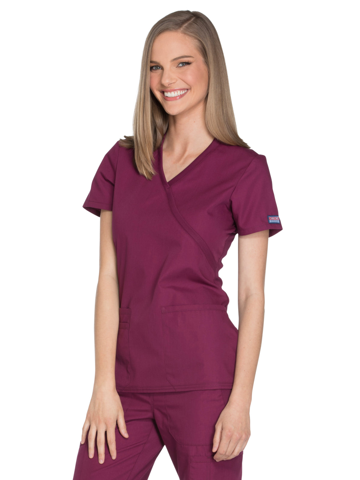 Women's 2-Pocket Mock Wrap Scrub Top