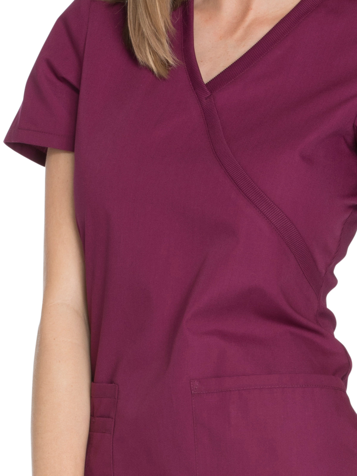 Women's 2-Pocket Mock Wrap Scrub Top