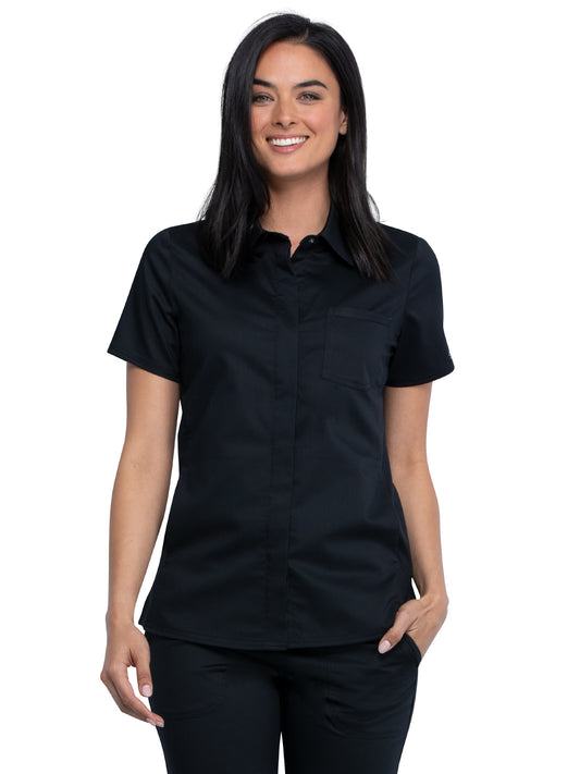 Women's 3-Pocket Hidden Snap Front Collar Shirt