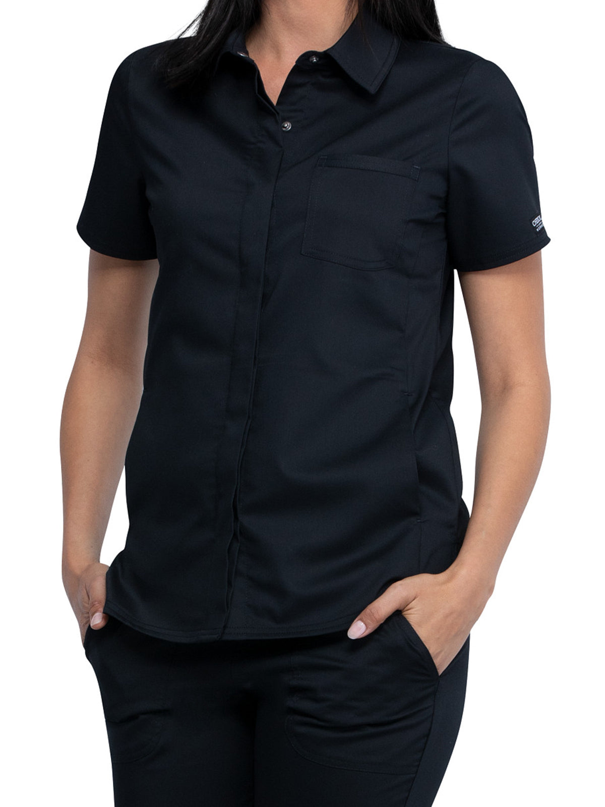 Women's 3-Pocket Hidden Snap Front Collar Shirt