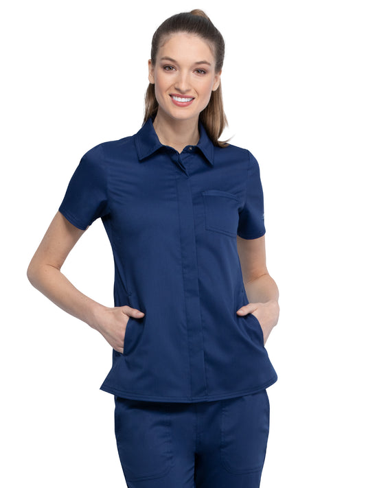 Women's 3-Pocket Hidden Snap Front Collar Shirt