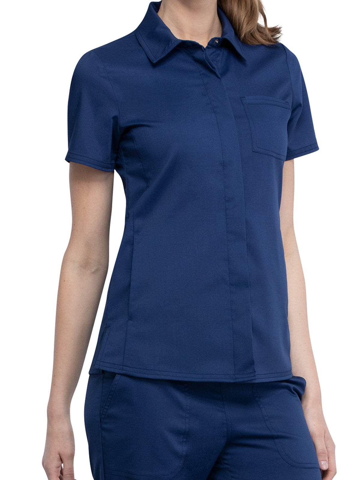 Women's 3-Pocket Hidden Snap Front Collar Shirt