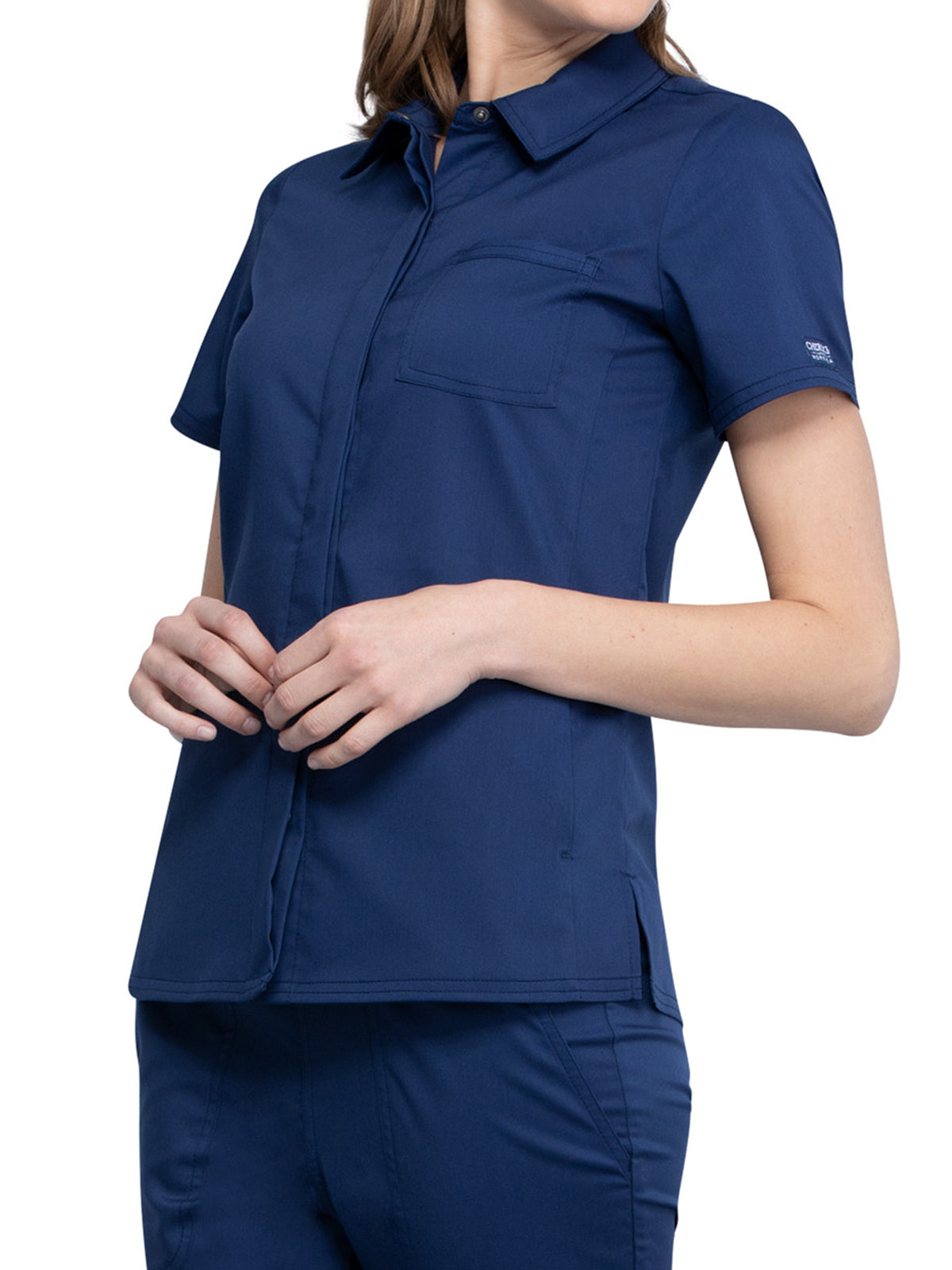 Women's 3-Pocket Hidden Snap Front Collar Shirt