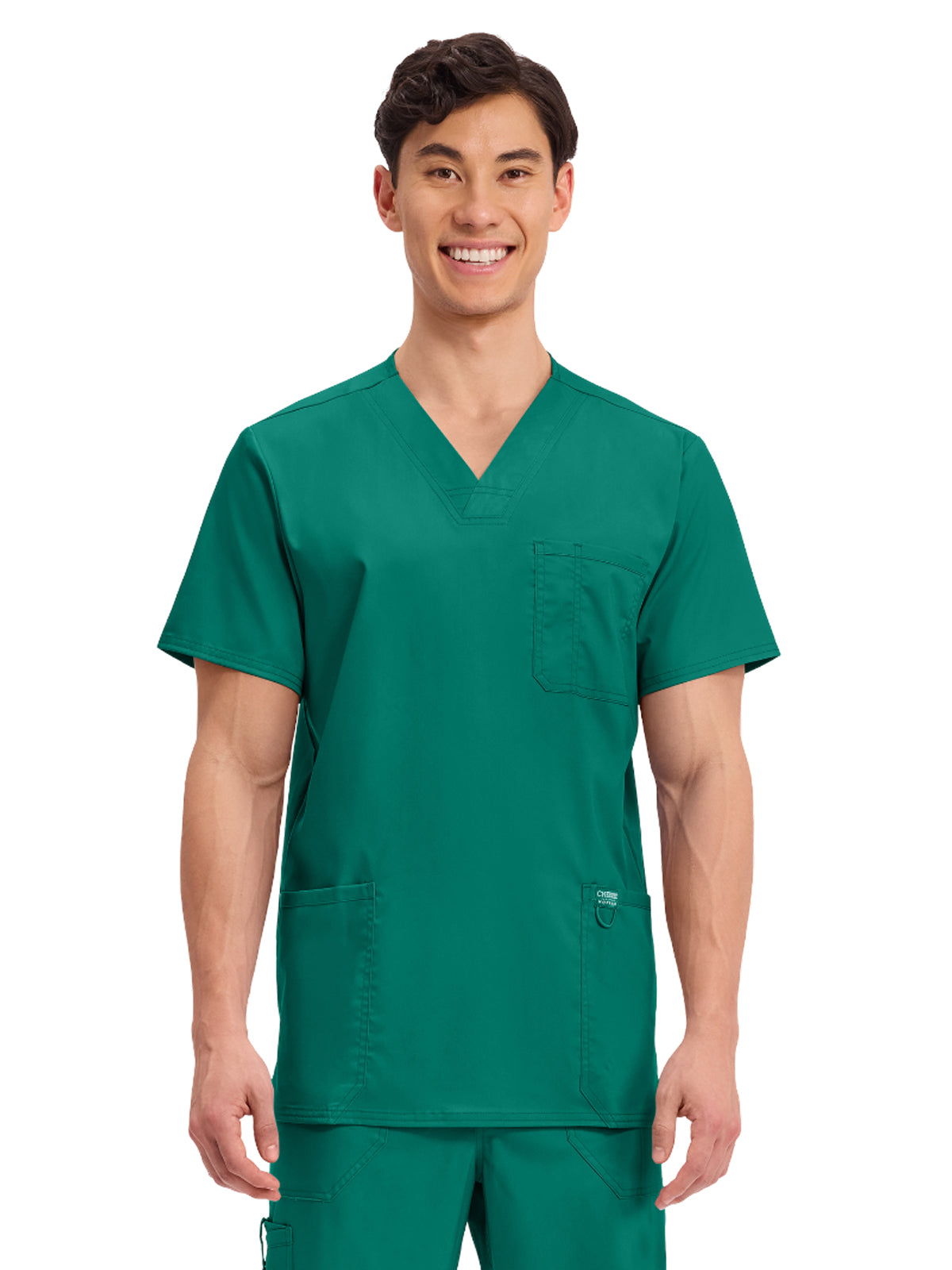 Men's 3-Pocket V-Neck Top - WW670 - Hunter Green