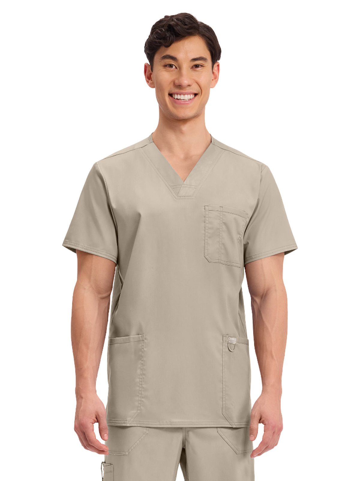 Men's 3-Pocket V-Neck Top - WW670 - Khaki