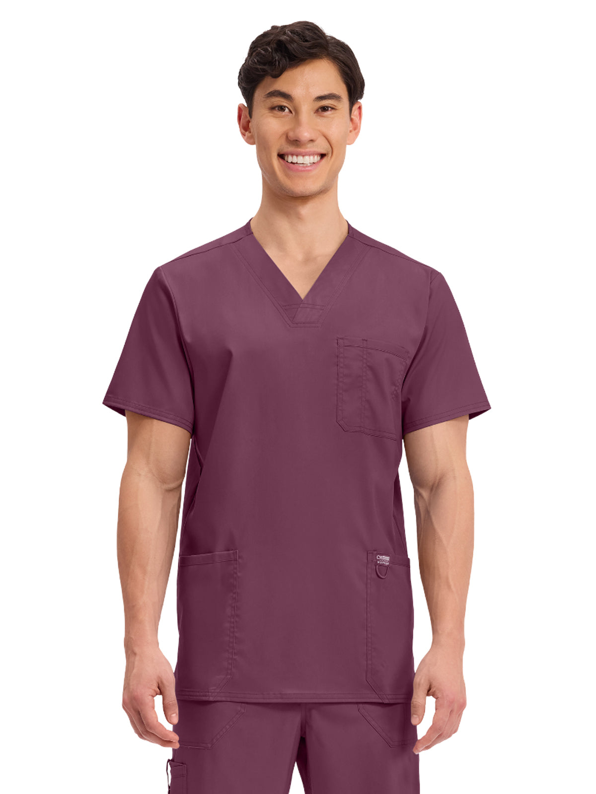 Men's 3-Pocket V-Neck Top - WW670 - Wine