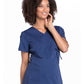 Women's 2-Pocket Maternity Mock Wrap Scrub Top