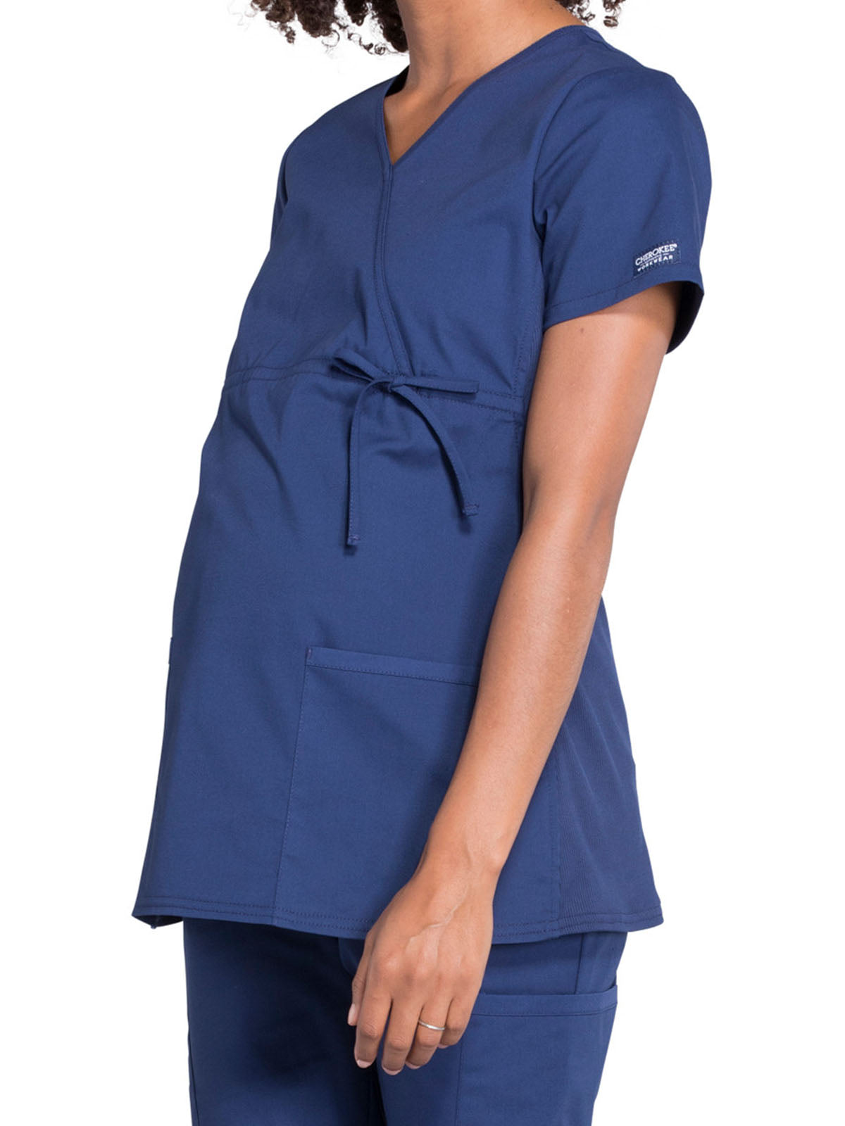 Women's 2-Pocket Maternity Mock Wrap Scrub Top