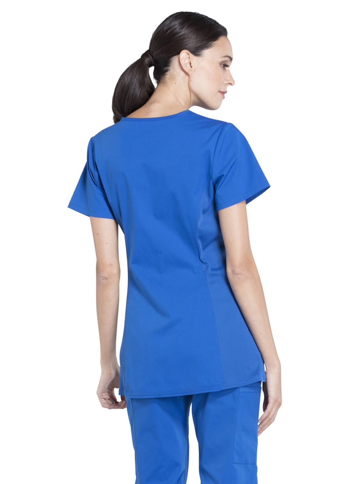 Women's 2-Pocket Maternity Mock Wrap Scrub Top