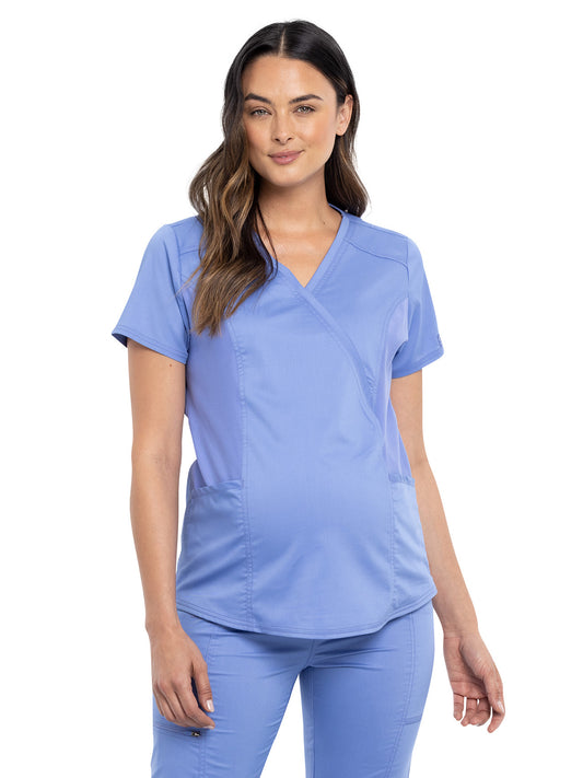 Women's 2-Pocket Maternity Mock Wrap Top