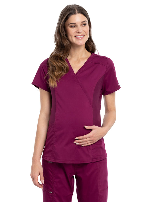 Women's 2-Pocket Maternity Mock Wrap Top