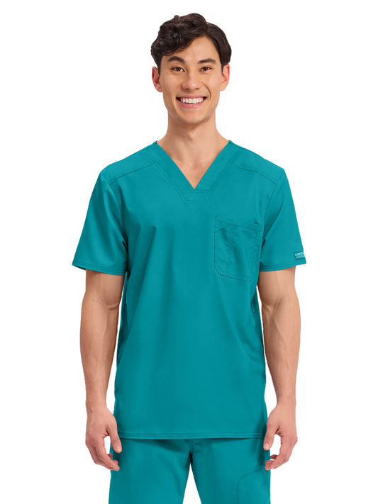 Men's 1-Pocket Tuckable V-Neck Top - WW690 - Teal Blue