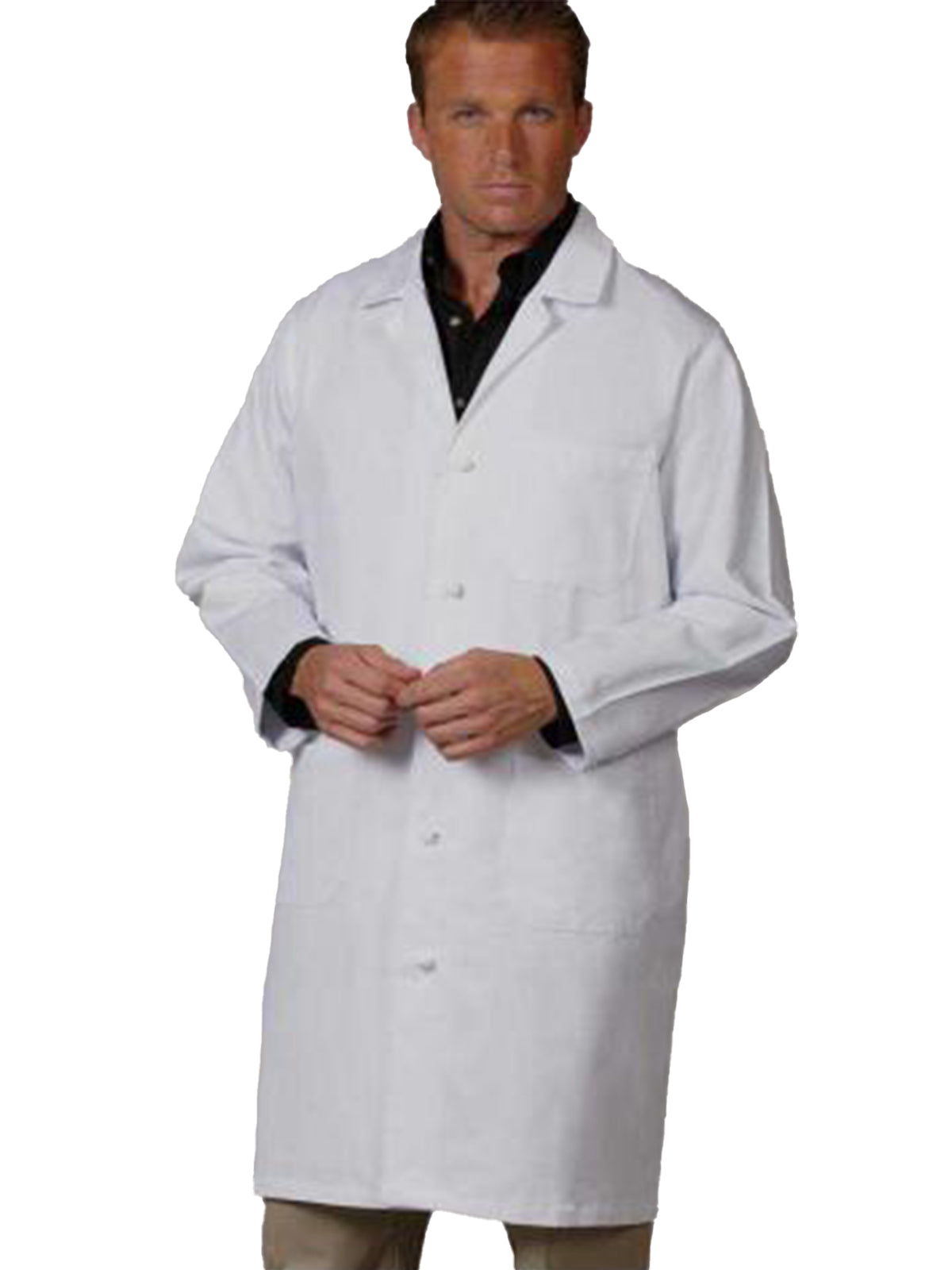 Unisex Three-Pocket 41" Full-Length Knot Button Lab Coat