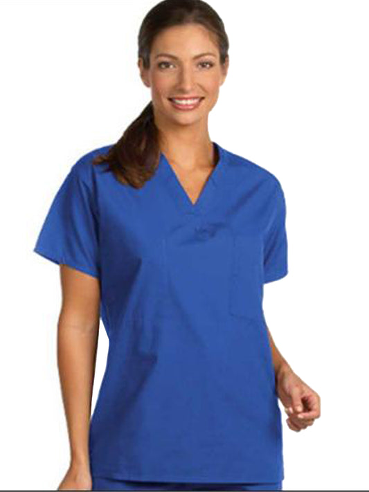 Unisex Reversible V-Neck Scrub Top in Blueberry