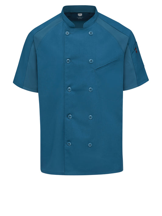 Men's Airflow Raglan Chef Coat with OilBlok - 052M - Teal with Teal Mesh
