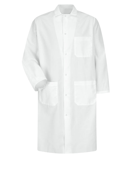 Unisex Gripper-Front Spun Polyester Butcher Coat - KS64 - White