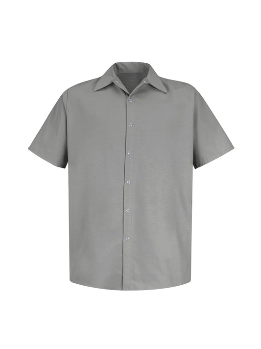 Men's Gripper-Front Short-Sleeve Pocketless Work Shirt