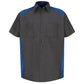 Men's Short Sleeve Motorsports Shirt - SP28 - Charcoal / Royal Blue