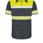 Men's Hi-Visibility Short Sleeve Color Block Ripstop Work Shirt - SY80YC - Charcoal