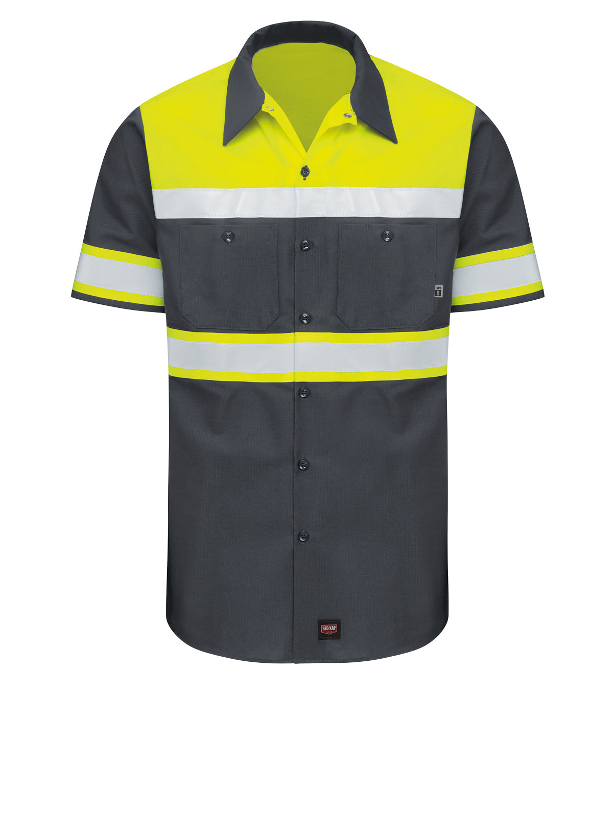 Men's Hi-Visibility Short Sleeve Color Block Ripstop Work Shirt